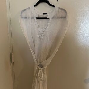 Joseph Sheer  Linen Tunic with Embellished Neckline. Beach, Resort, Vacation